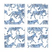 zebras in blue