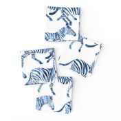 zebras in blue