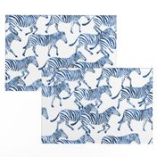 zebras in blue