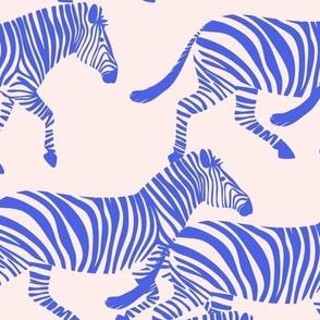 zebras in blue on pink