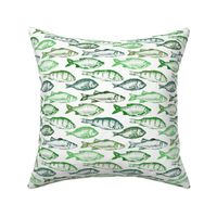 Fish Sketches in Green Shades // Large