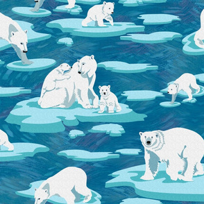 Polar Bears meet on the ice 