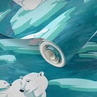 Polar Bears meet on the ice (emerald) 