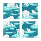 Polar Bears meet on the ice (emerald) 