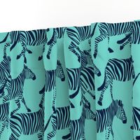 zebras in navy on teal