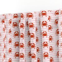 crab stripes nautical animal fabric pink