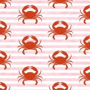 crab stripes nautical animal fabric pink