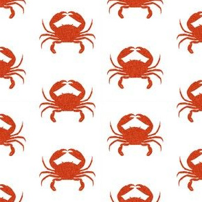 crab stripes nautical animal fabric white