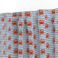 crab stripes nautical animal fabric blue