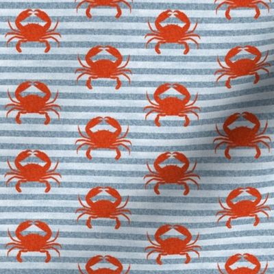 crab stripes nautical animal fabric blue