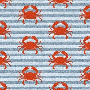 crab stripes nautical animal fabric blue