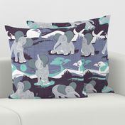 Baby African elephants joy night and day // teal and violet