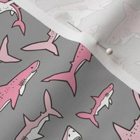 Sharks Shark Pink on Grey Smaller