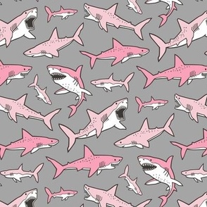 Sharks Shark Pink on Grey Smaller