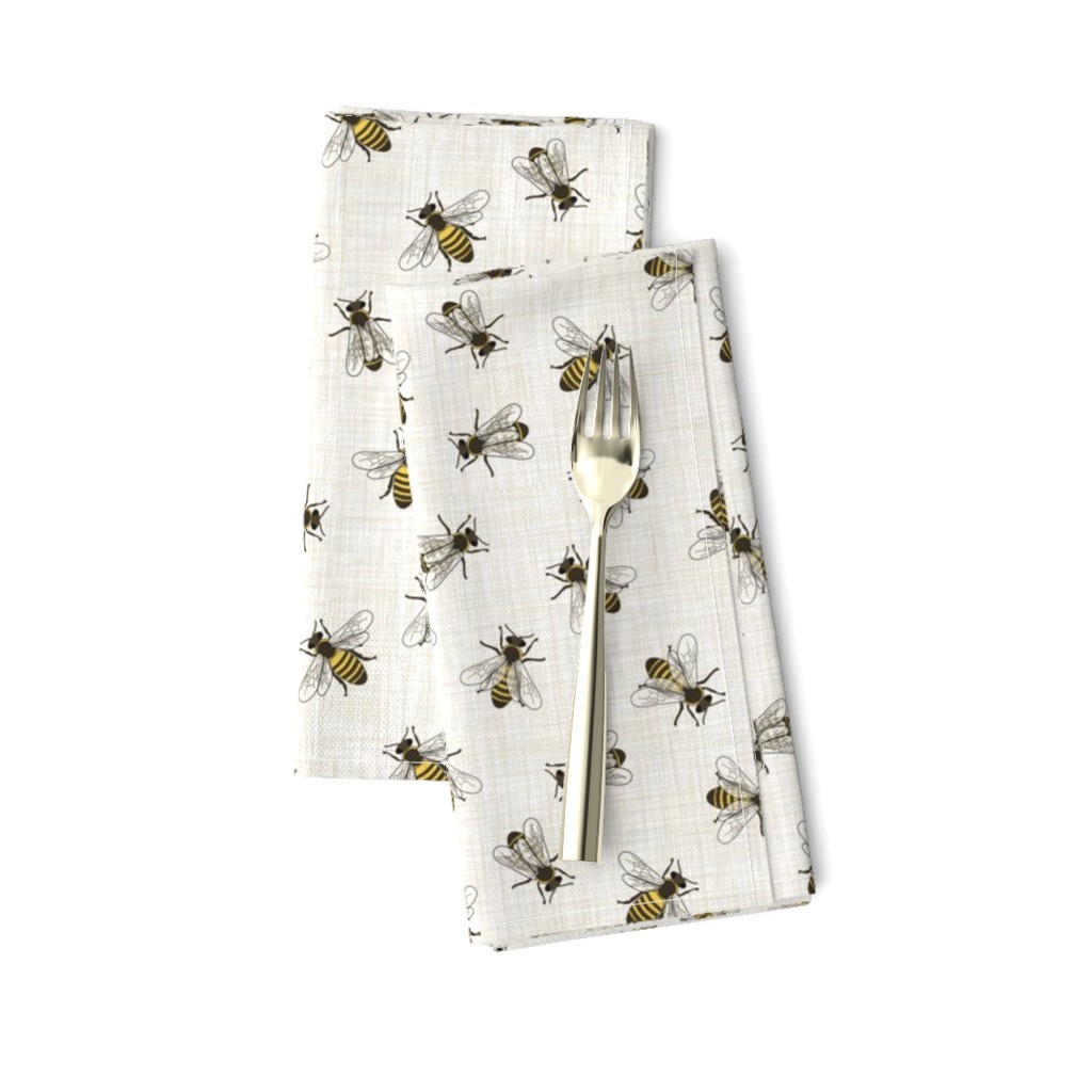 Honey Bees - Mixed Linen - Linen Background