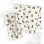 Honey Bees - Mixed Linen - Linen Background