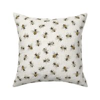 Honey Bees - Mixed Linen - Linen Background