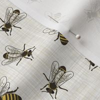 Honey Bees - Mixed Linen - Linen Background