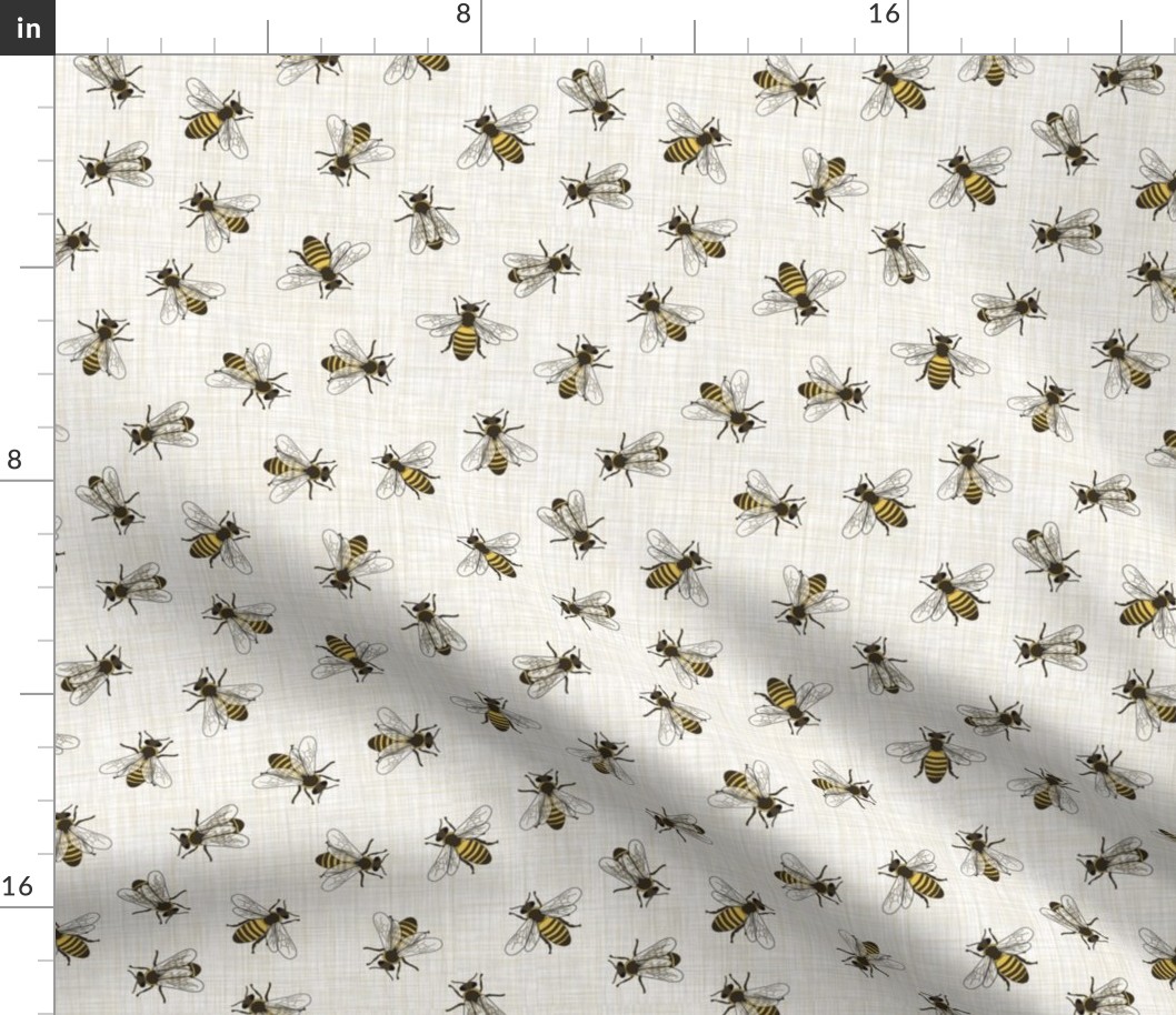 Honey Bees - Mixed Linen - Linen Background