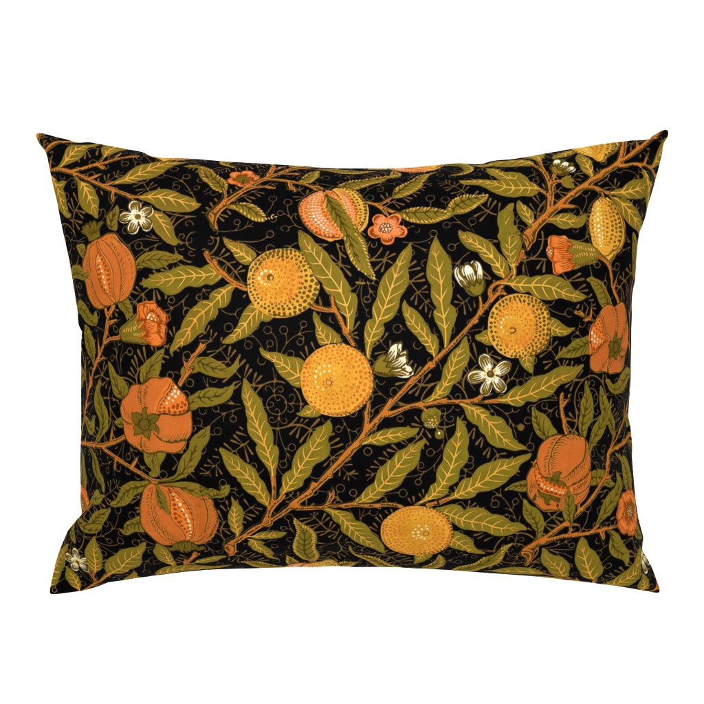 Fruit ~ William Morris ~ Citrus on Black   