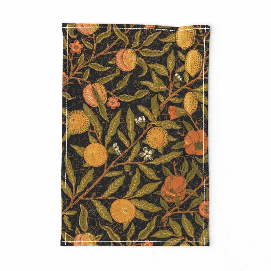 Fruit ~ William Morris ~ Citrus on Black   