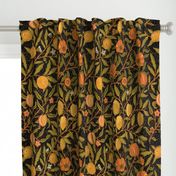 Fruit ~ William Morris ~ Citrus on Black   