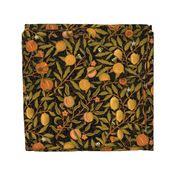 Fruit ~ William Morris ~ Citrus on Black   