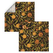 Fruit ~ William Morris ~ Citrus on Black   