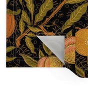 Fruit ~ William Morris ~ Citrus on Black   