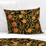 Fruit ~ William Morris ~ Citrus on Black   