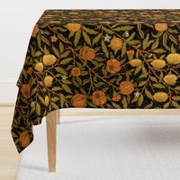 Fruit ~ William Morris ~ Citrus on Black   