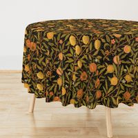 Fruit ~ William Morris ~ Citrus on Black   