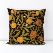 Fruit ~ William Morris ~ Citrus on Black   