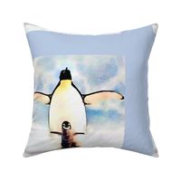 Mom & Baby Penguin Pillow Watercolor Painting