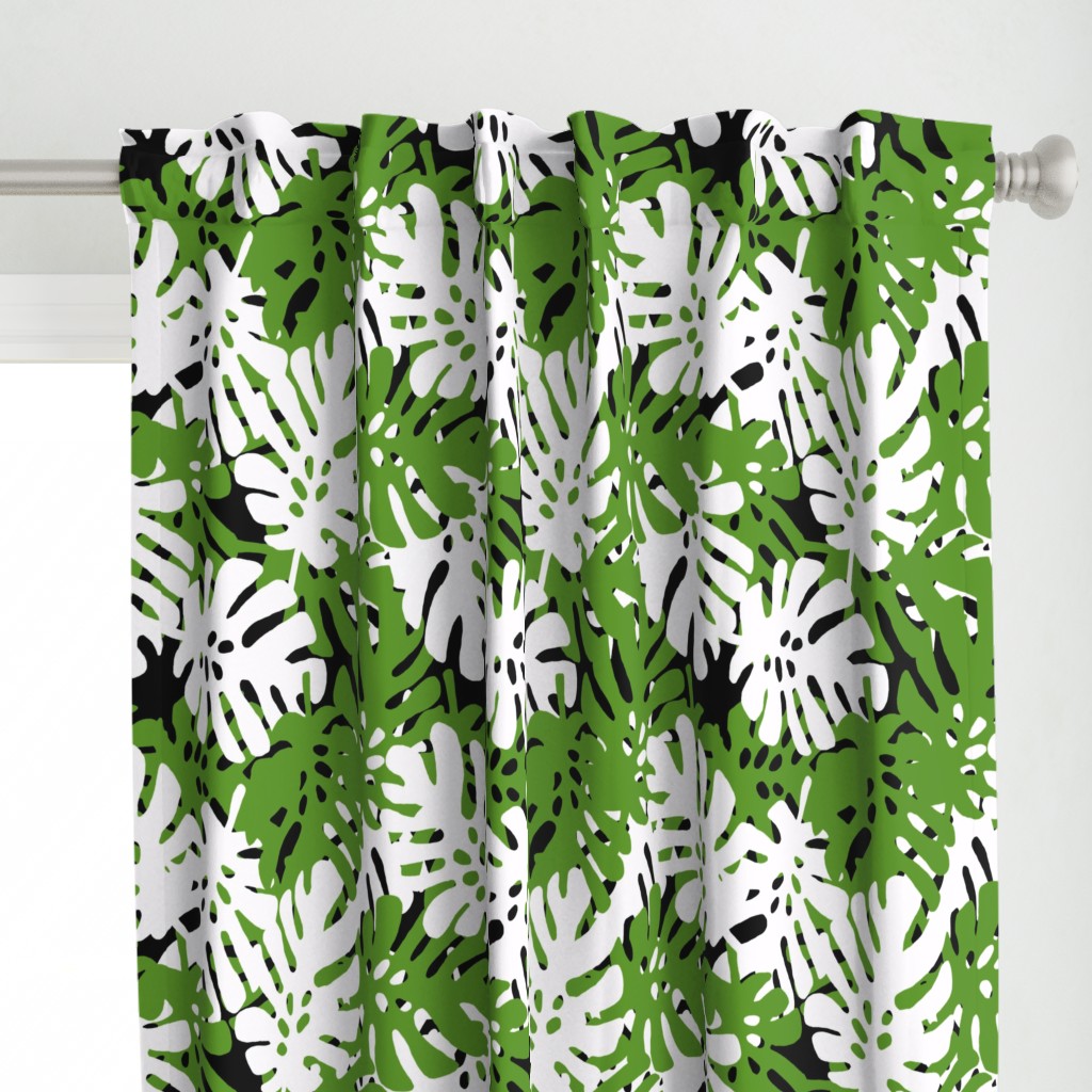 Green & White Tropical Leaves