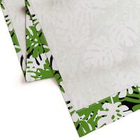 Green & White Tropical Leaves