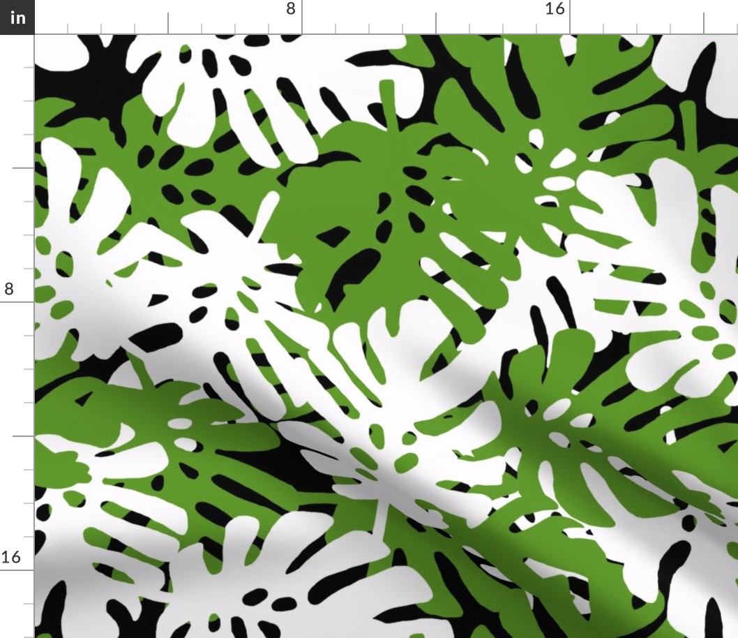 Green & White Tropical Leaves