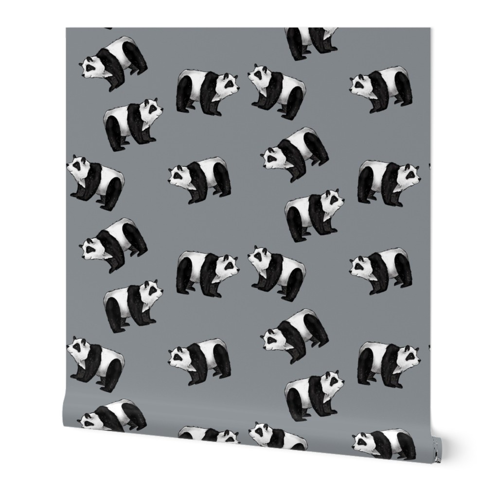 Pandas Everywhere on Grey