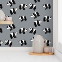 Pandas Everywhere on Grey