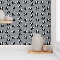 Pandas Everywhere on Grey - Smaller Scale