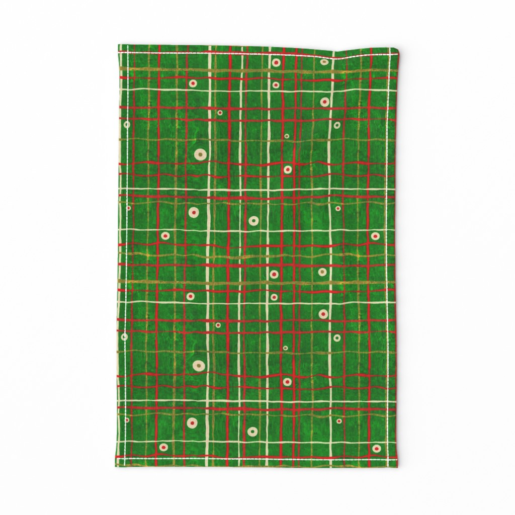 Christmas Blossom: Olive Dots on Plaid