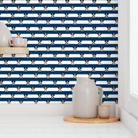 boxer stripes dog fabric navy