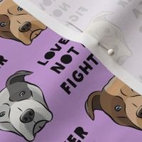 lover not a fighter - pit bull on purple (black text)