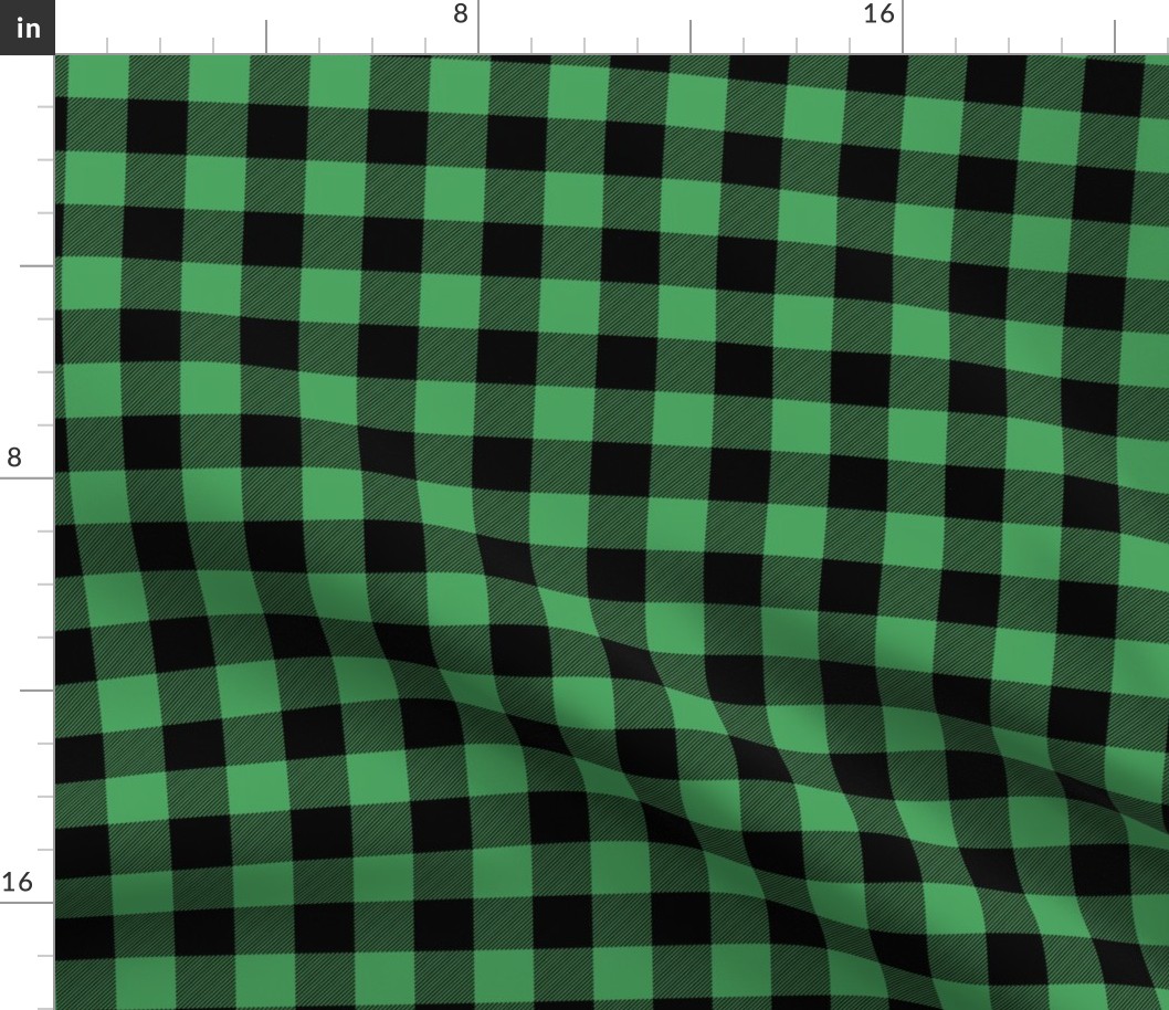 1" Black + Kelly Green Buffalo Plaid – Lumberjack Buffalo Check