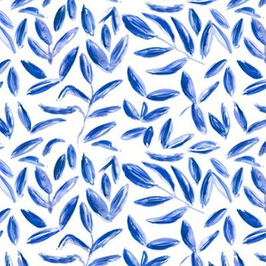 Watercolor blue nature || leaves pattern