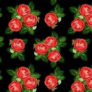 4" Red Roses - Black