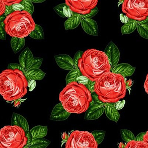 8" Red Roses - Black