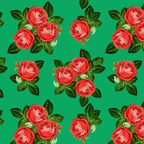 4" Red Roses - Green