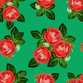 8" Red Roses - Green