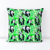 Painted Giant Pandas in Bamboo Green + White